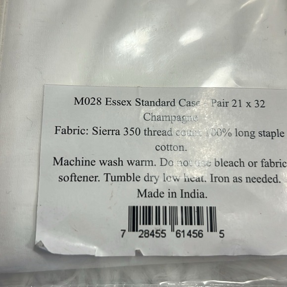 Matouk Standard Pillowcase Pair 21 X 32 Essex Champagne Cotton - Picture 5 of 6